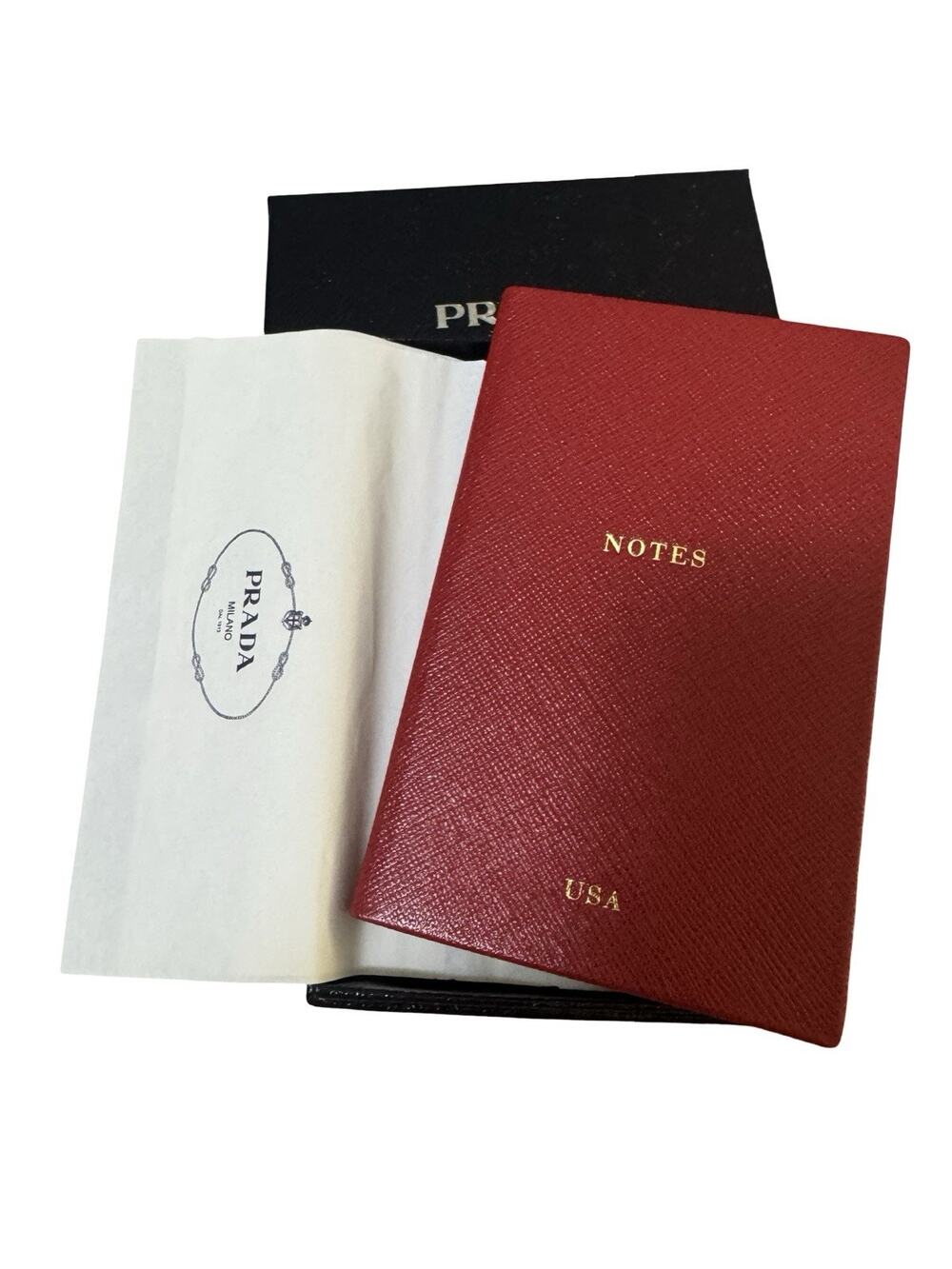 Prada Saffiano Leather Notebook Red Fuoco Oggetti da Scrivania NIB USA